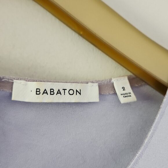 ARITZIA | Babaton Barrett Peplum Top Back Zip Lilac Bodycon Ruffle Sz 2 - Picture 5 of 8